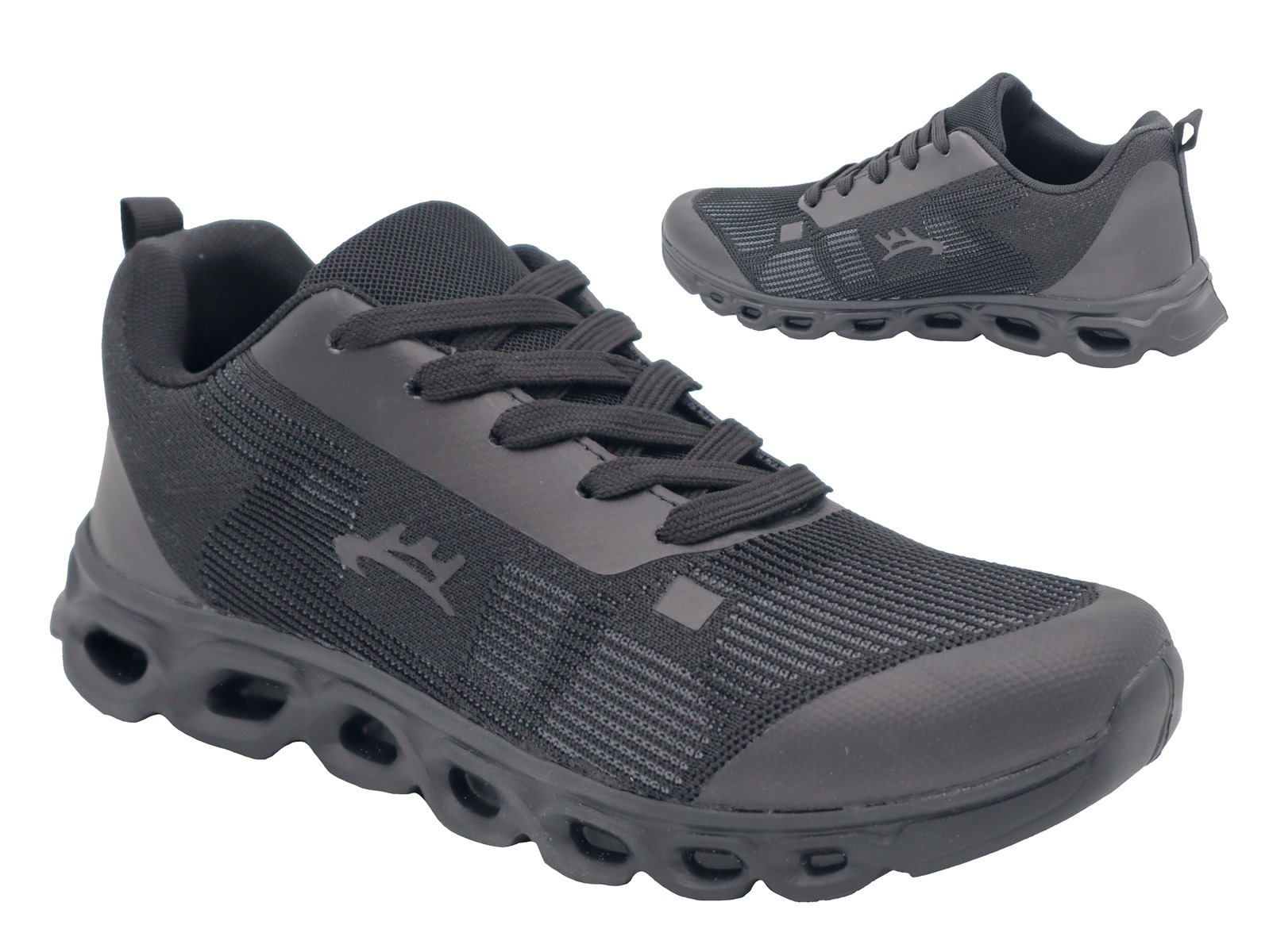 .He.-Sportschuh, EVA-Sohle, Schnürer, PU/Mesh, schwarz