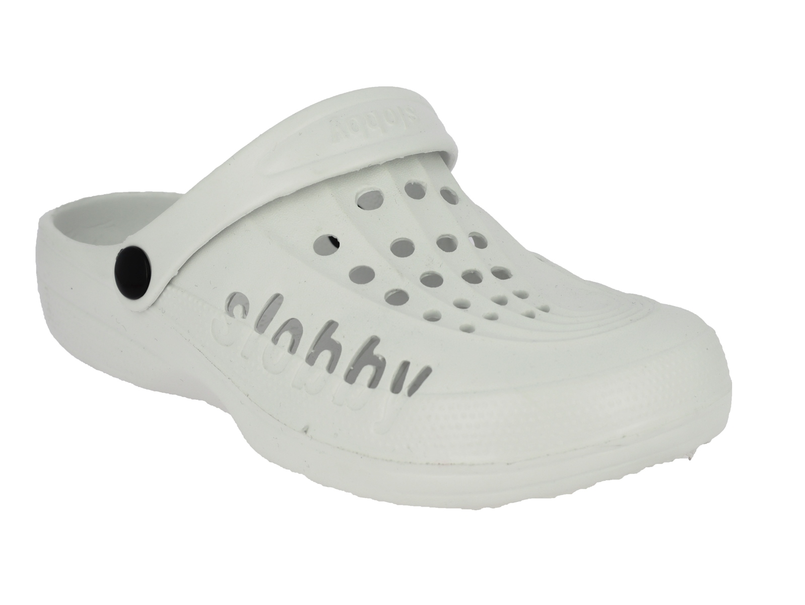 .Da.-Clogs, m. runden Löcher, mit Riemen, Slobby, EVA-Mat., weiß