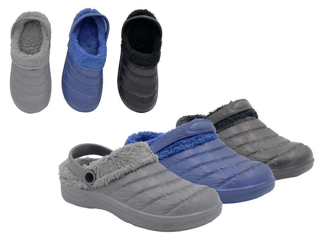 .He.-EVA Clogs, geschlossen, Warmfutter, navy + grau + schwarz