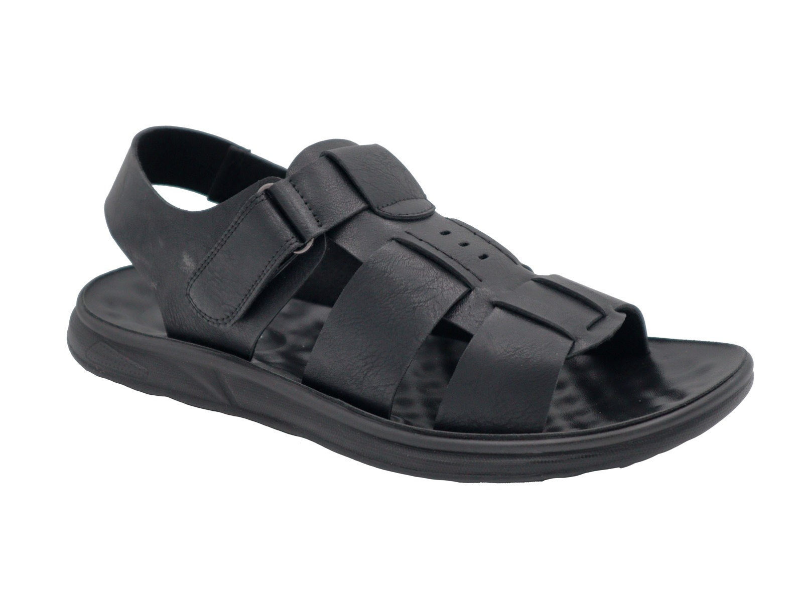 .He.-Sandalette, PU-Sohle, mit Klettverschl., PU, schwarz