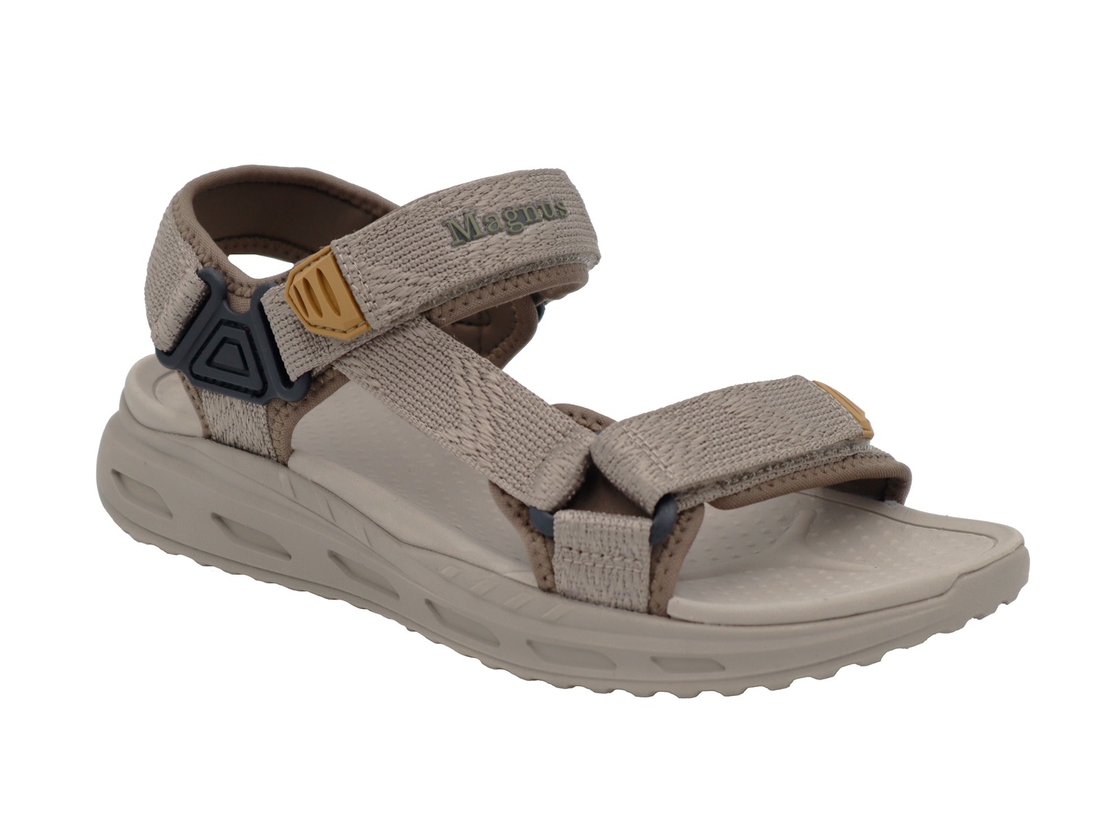 .He.-Sandalette, Phylon-Sohle, 3x Riemen m.Klettverschluss, Textil, beige