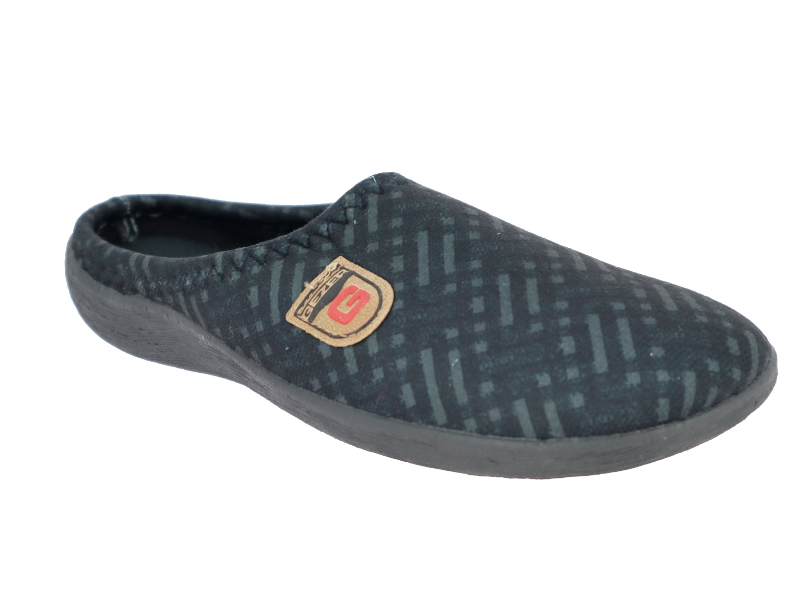 .He.-Pantoffel, TR, Textil, PU-Sohle, schwarz