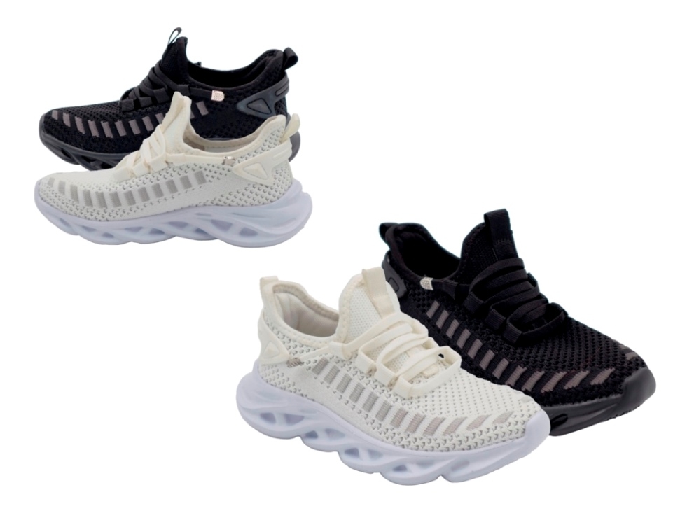 .Ki.-Sportschuh, EVA-Sohle, Schnürung, Textil/PU, weiß + schwarz