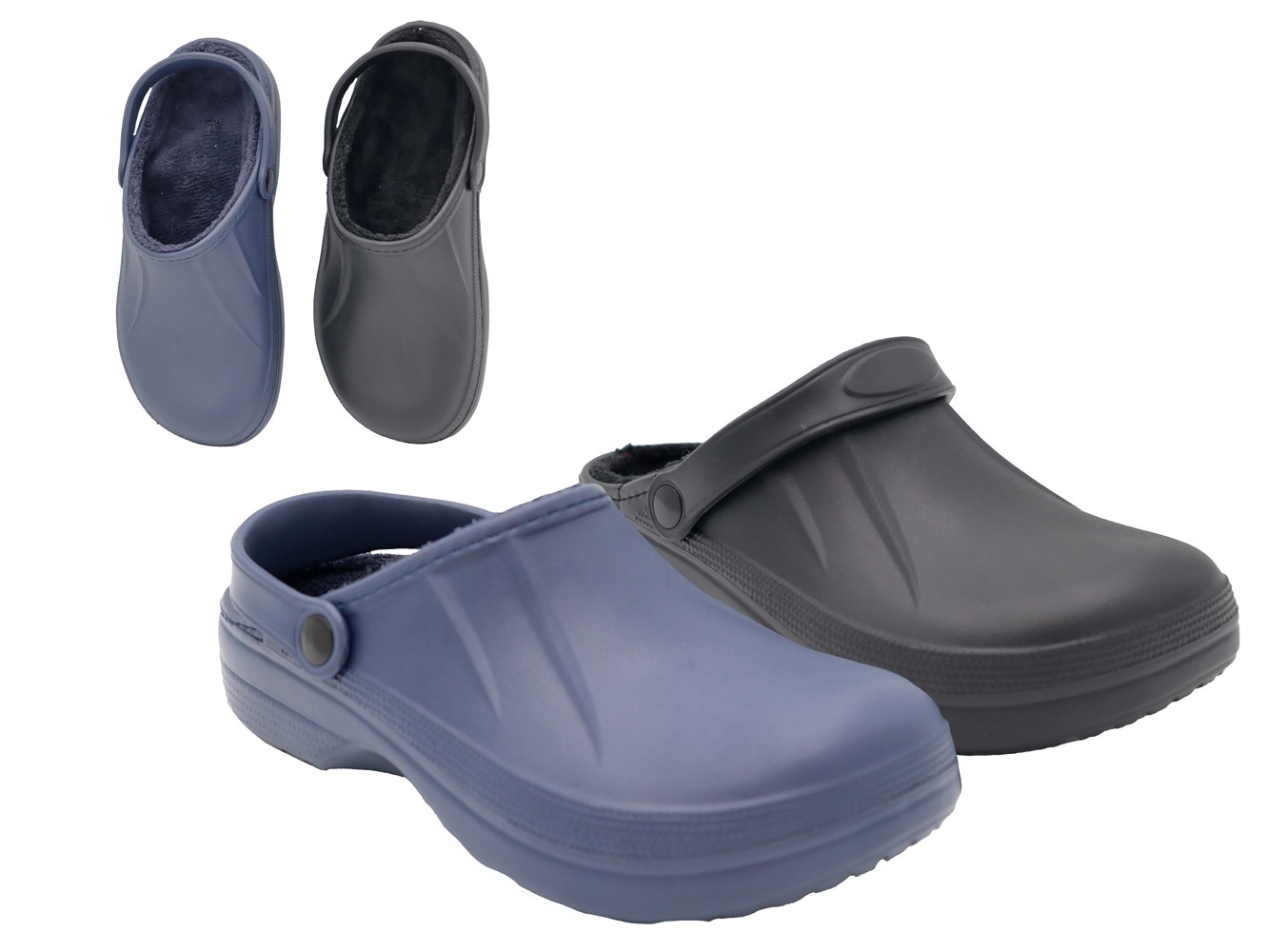 .He.-Clog, EVA, geschlossen, mit  Riemen, gefüttert, navy+schwarz