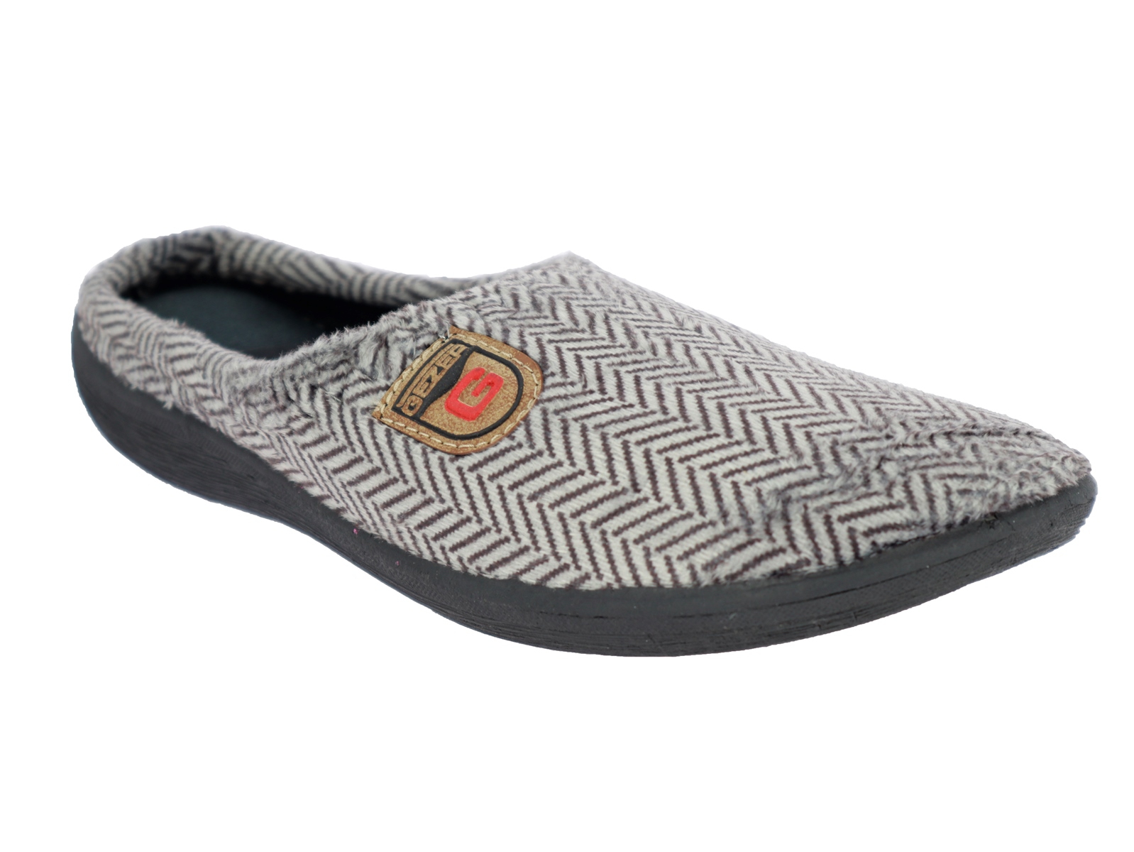 .He.-Pantoffel, TR, Textil, PU-Sohle, braun