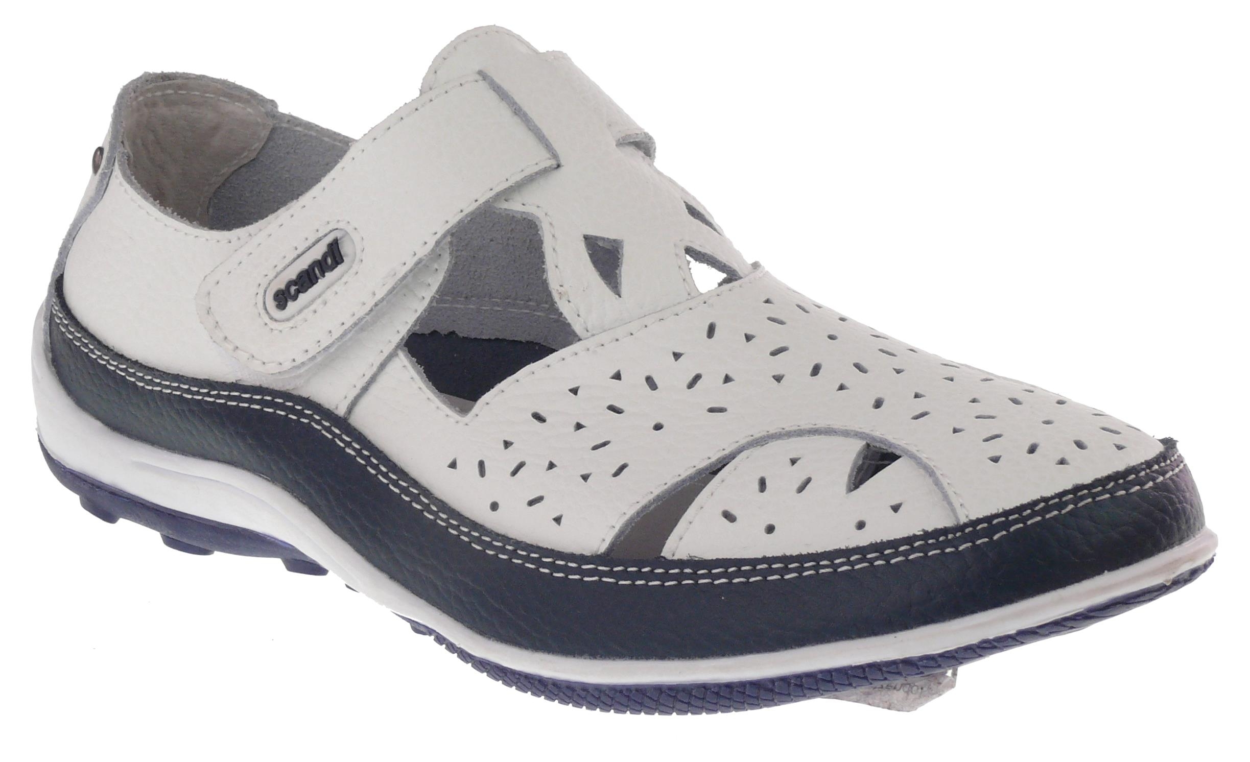 .Da.-Schuh, Leder, 1 x Klett, m. Löcher, Lederinnensohle, TPR-Sohle, weiß-navy