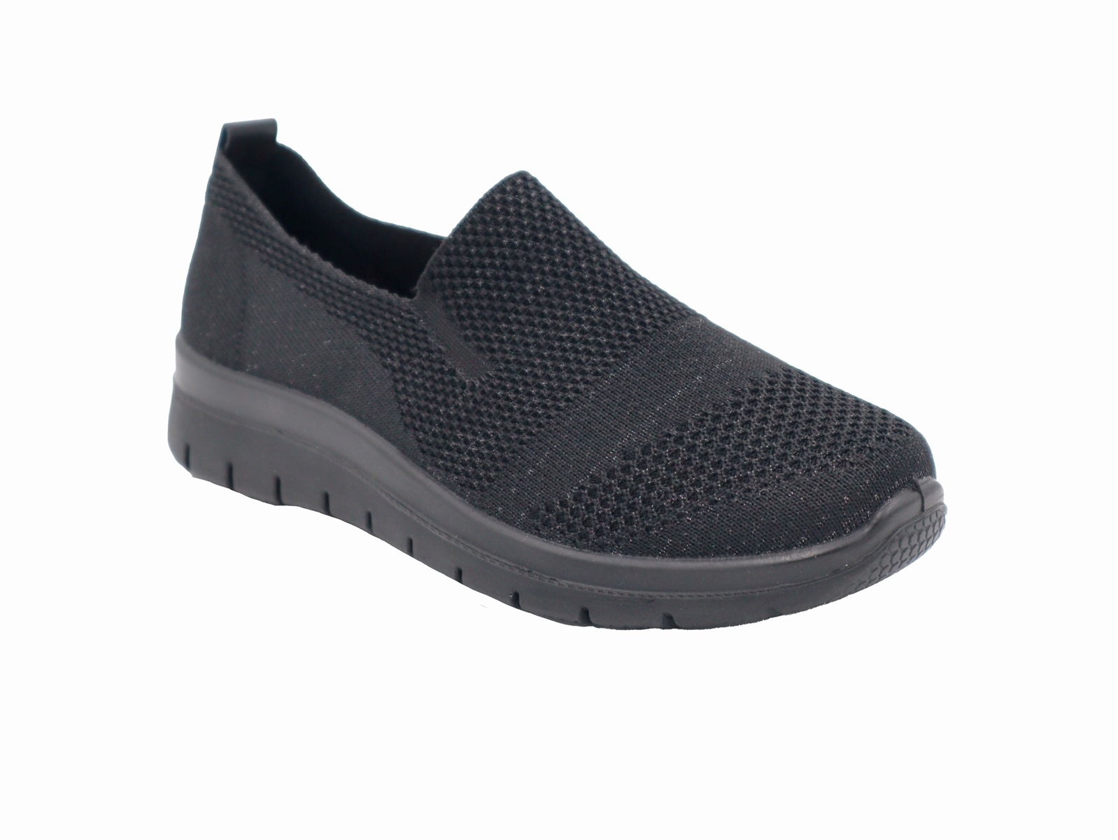 .Da.-Leinenschuhe, PU-Sohle, Slipper, Gummizug, Lederinnensohle, Textil, schwarz