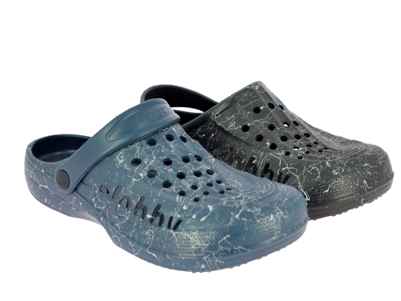 .He.-EVA-Clogs, SLOBBY", mit Riemen+Löchern, navy+schwarz