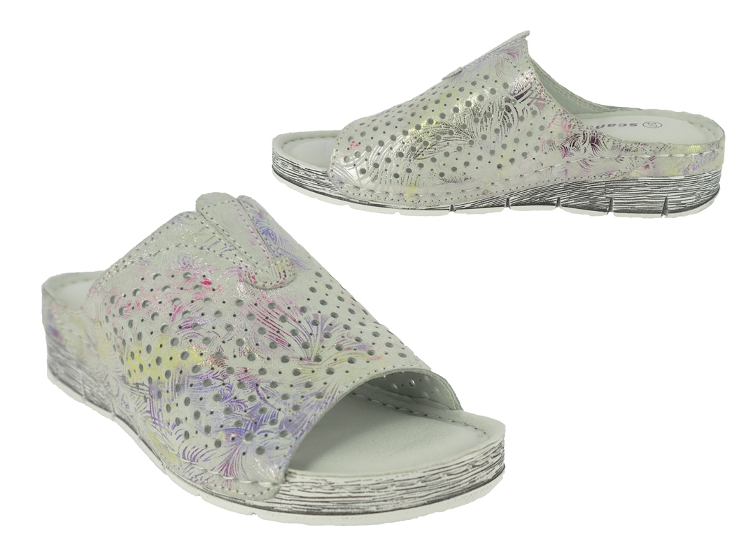 .Da.-Pantolette, PU-Sohle, m. Löcher, Lederinnensohle, Leder, multicolor