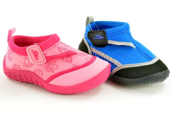 .Ki-Badeschuhe, dünne TPR-Sohle, mit Klettverschl., Polyester, rosa+blau