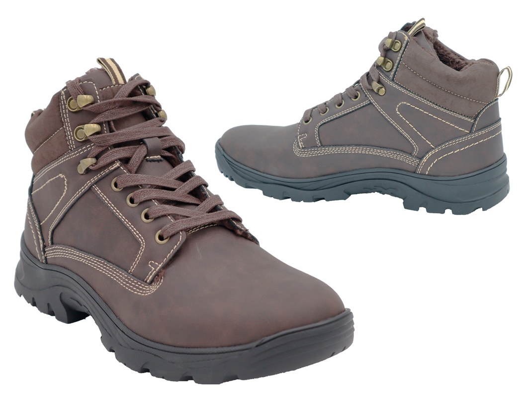 .He.-Knöchelschuh, Gummi-Sohle, Schnürer, Warmfutter, Leder, braun