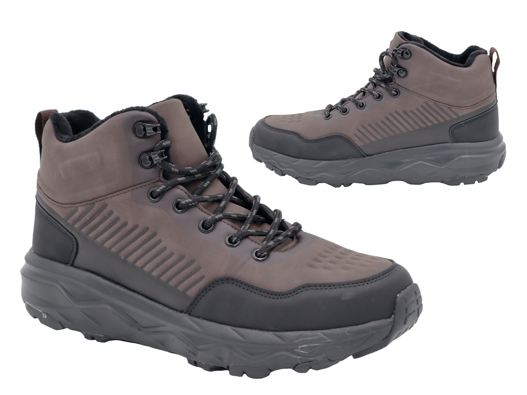 .He.-Knöchelschuh, EVA-Sohle, Schnürung, gefüttert, PU, graubraun
