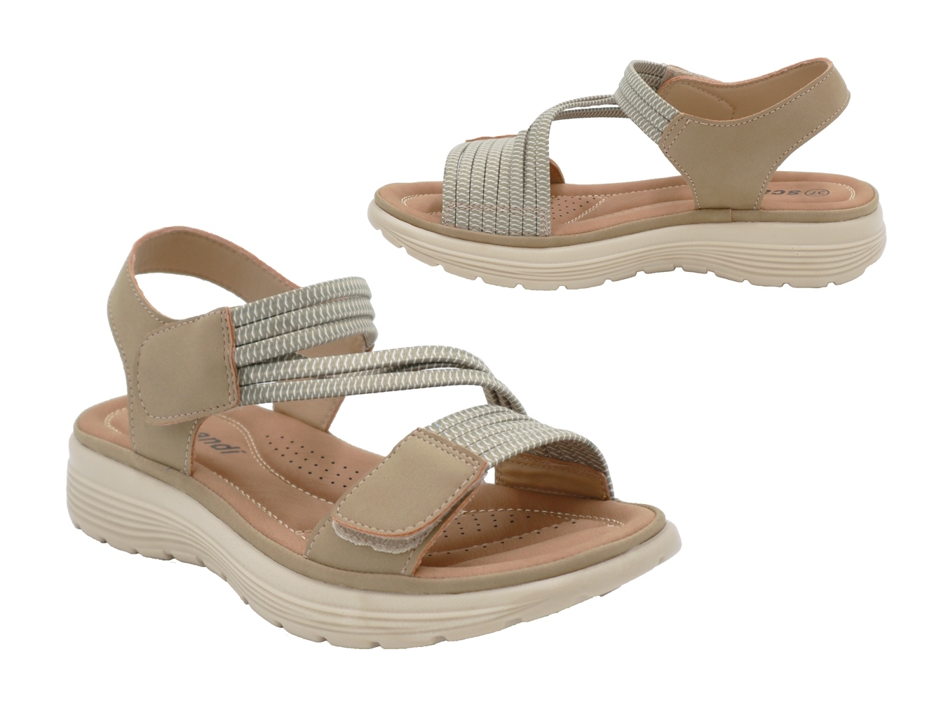.Da.-Sandalette, PU-Sohle, 2x Klettverschl., elast.Riemchen, PU/Elastic, grün