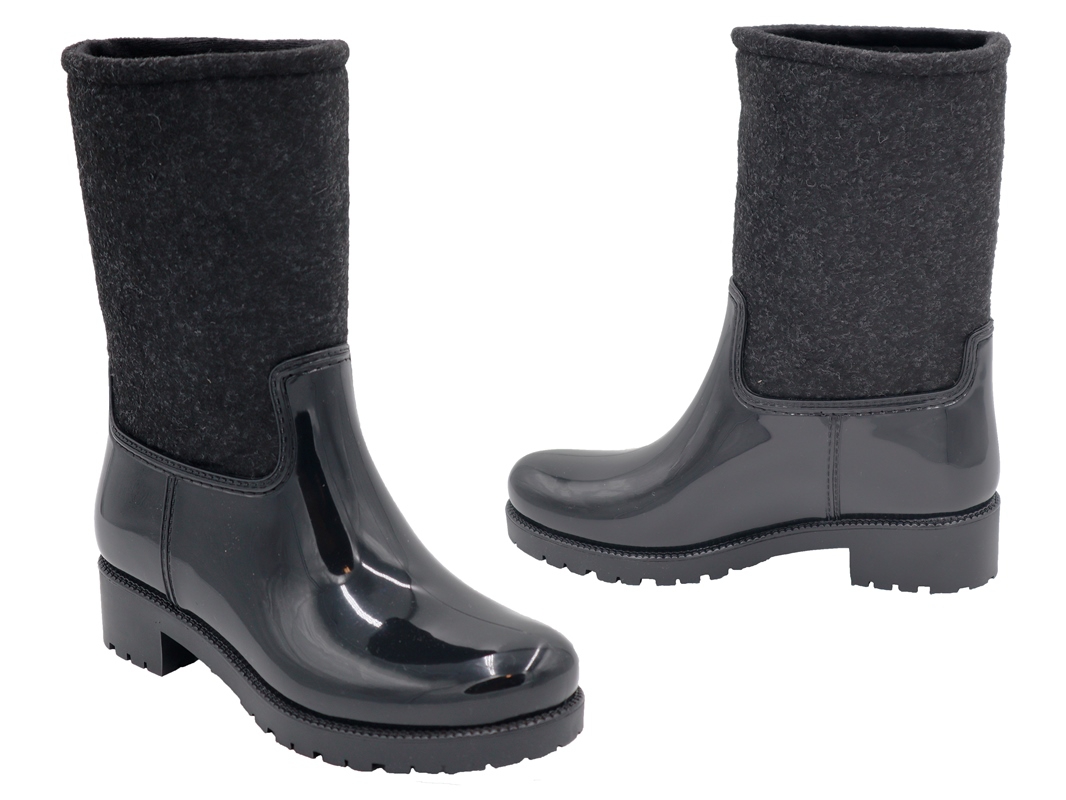 .Da.-Regenstiefel, PVC-Sohle, Warmfutter, Filz/PVC, schwarz